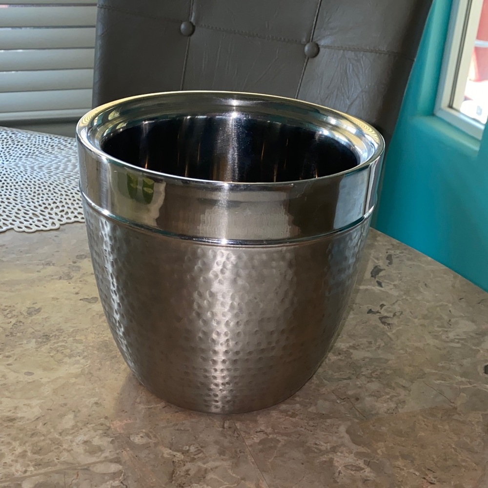 Hammered Stainless Steel Wine & Champagne Cooler - Silver